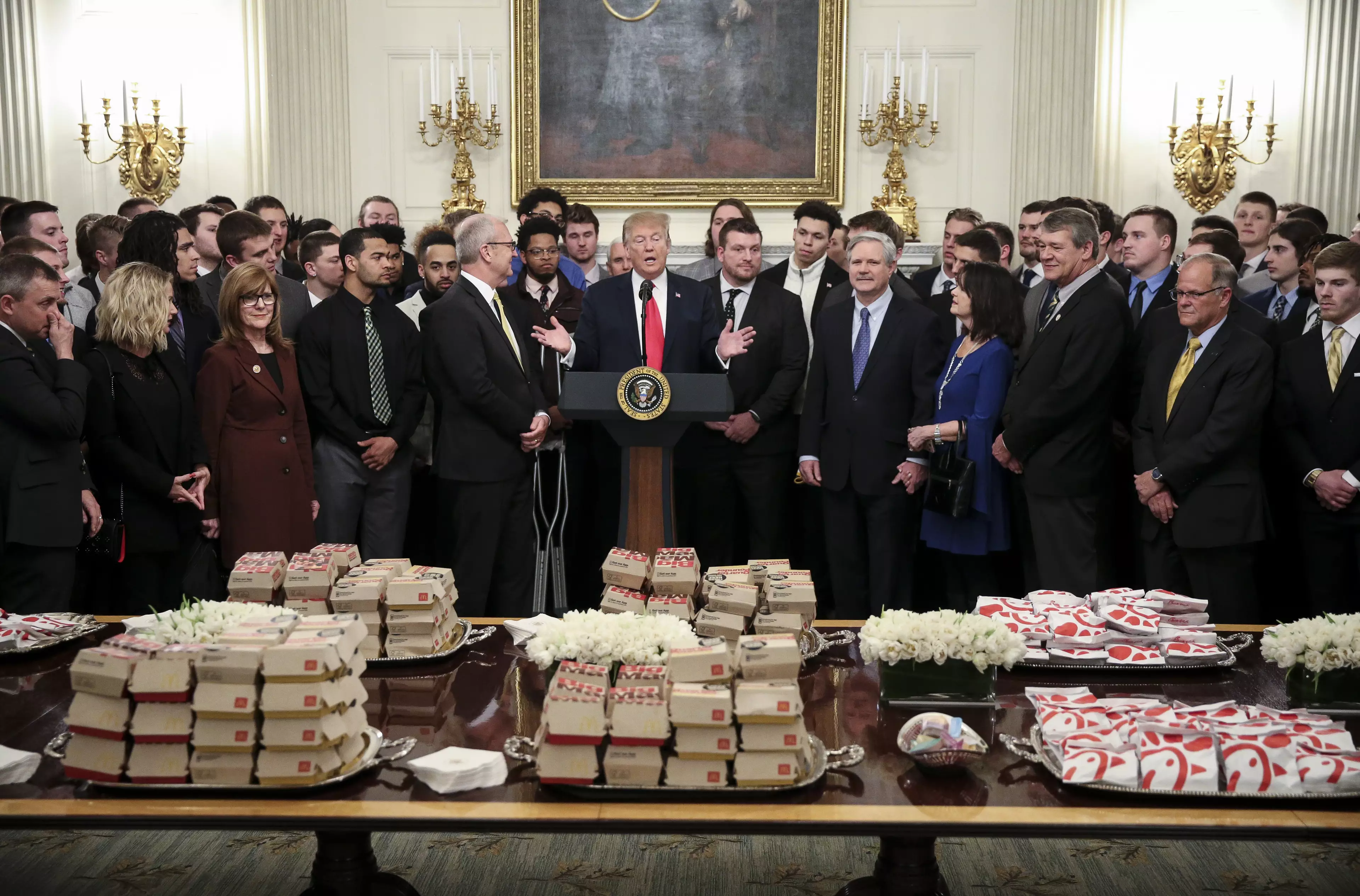 Trump famously catered a visit from an American football team with McDonald's.