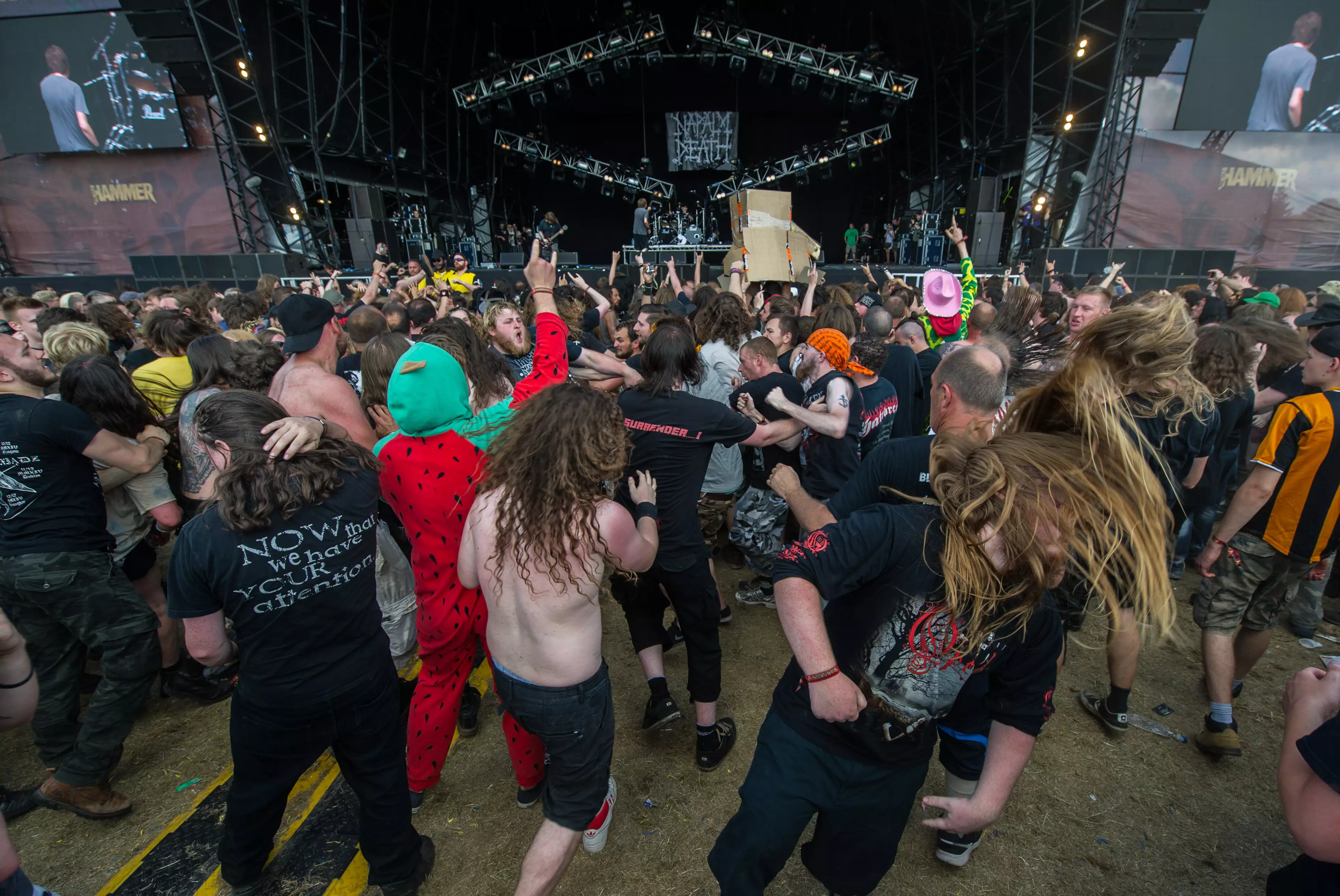 The moshpit at a heavy metal gig.