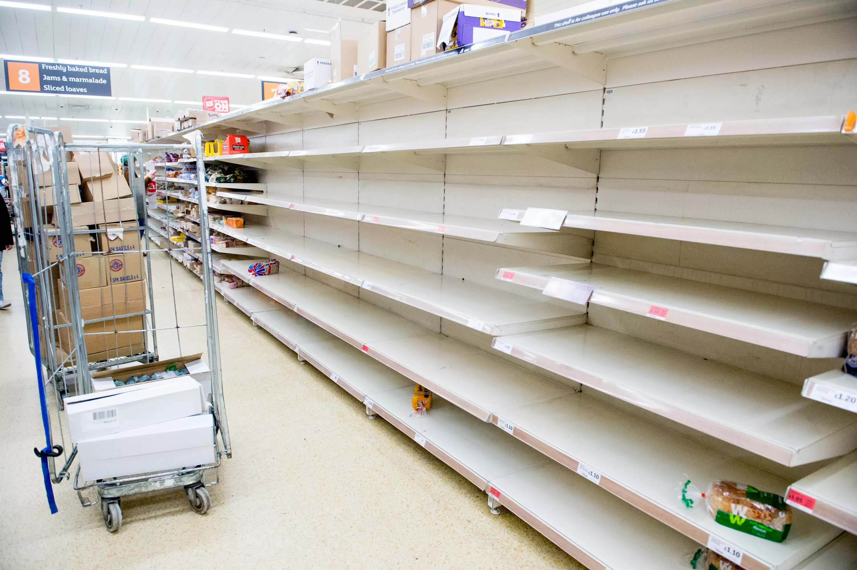 Supermarkets have been stripped bare of essential foods and toiletries.