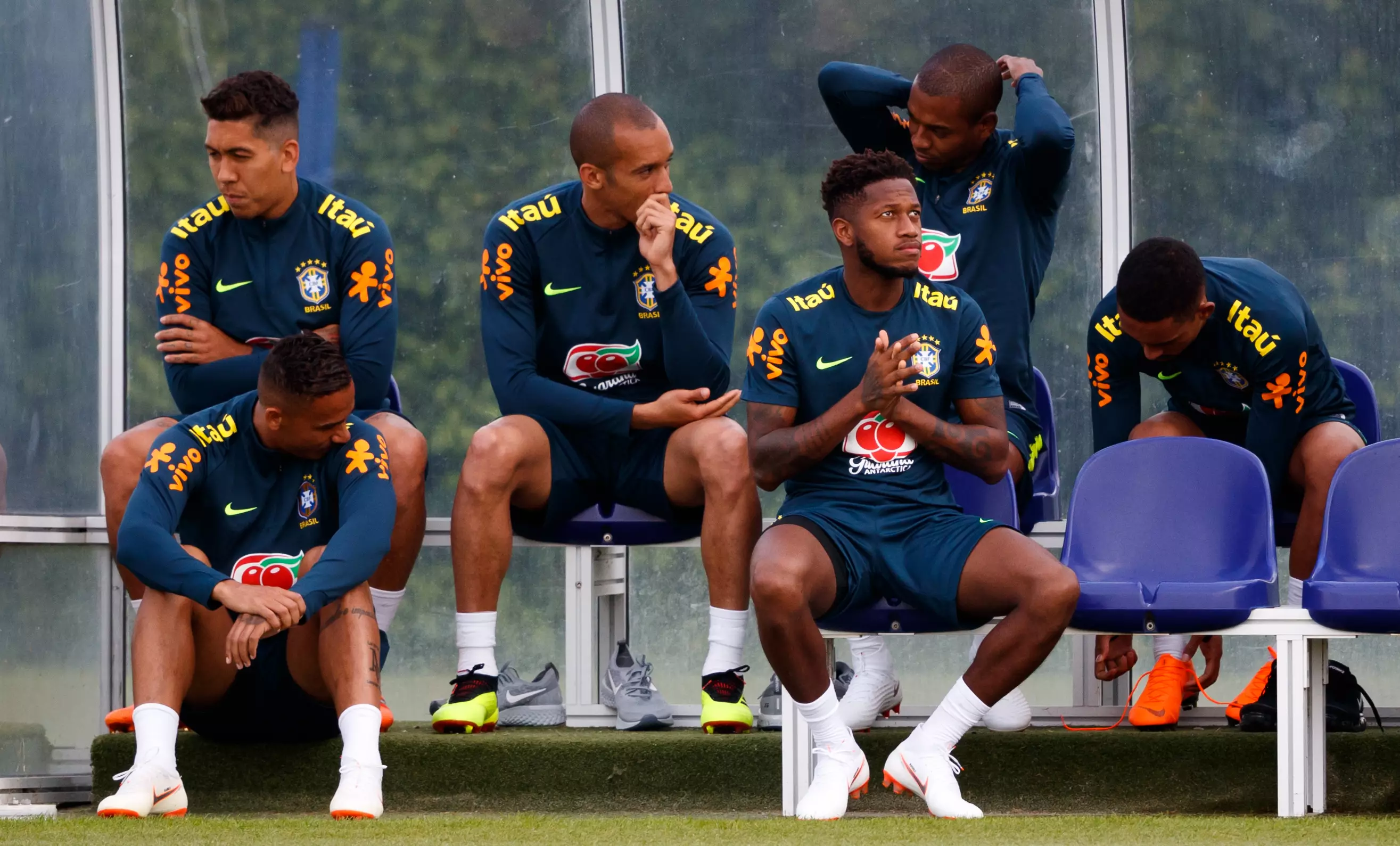 Fred during Brazil training. Image: PA