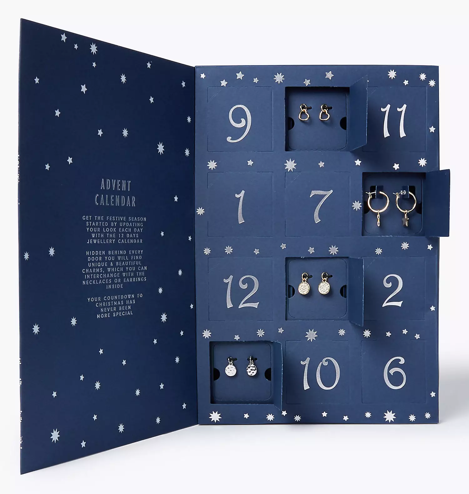 The calendar contains 12 pieces of festive jewellery. (