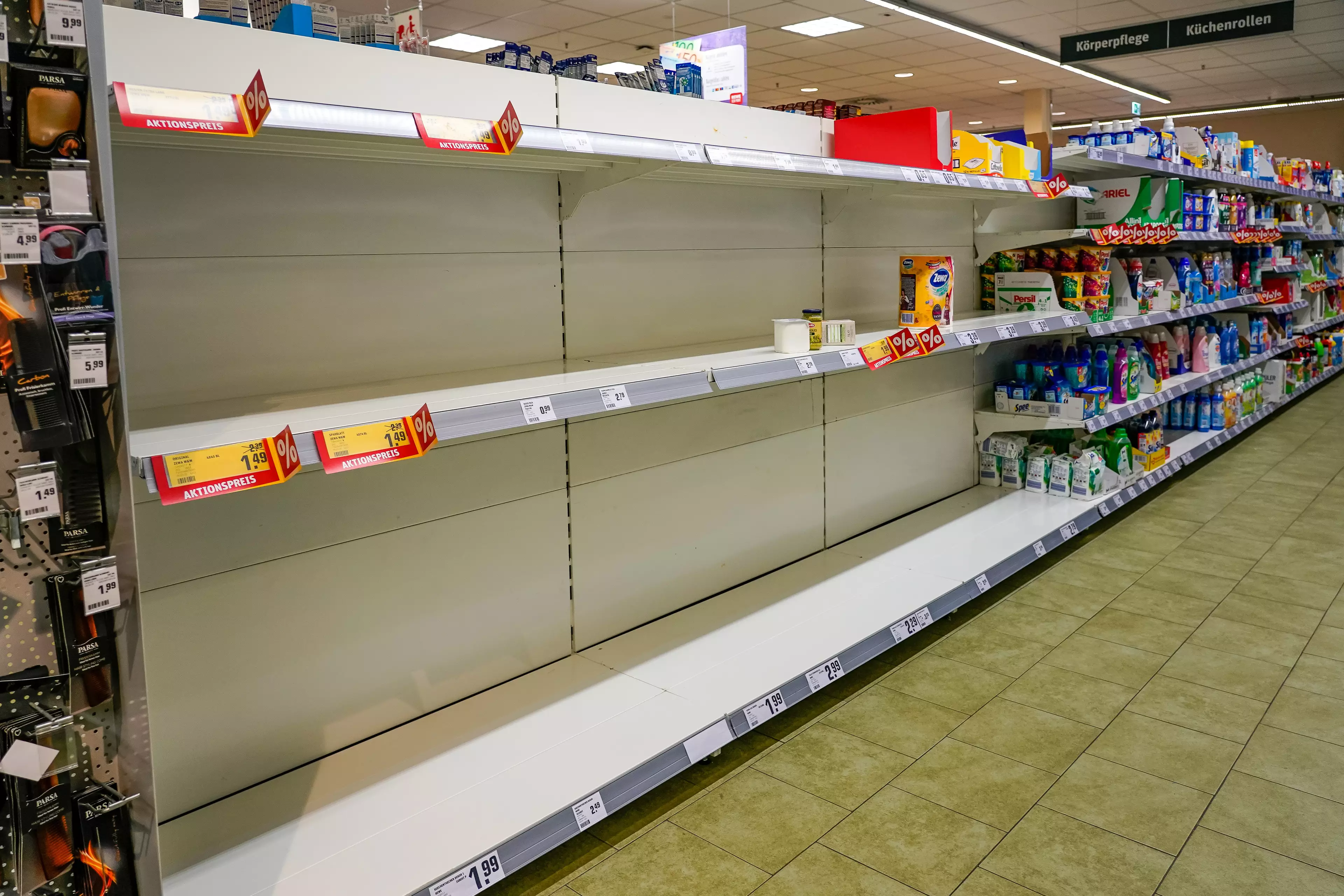 Supermarket shelves have been emptied amid coronavirus (