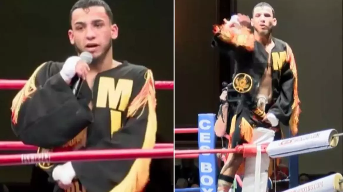 Boxer Pulls Down His Shorts In Post-Match Speech To Reveal Colostomy Bag