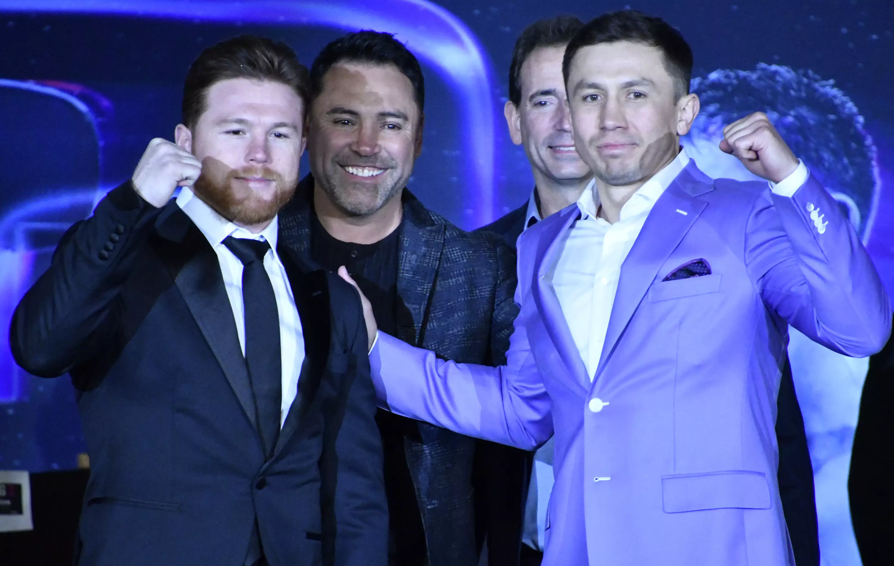 'Canelo' and 'GGG' pose for photos. Image: PA