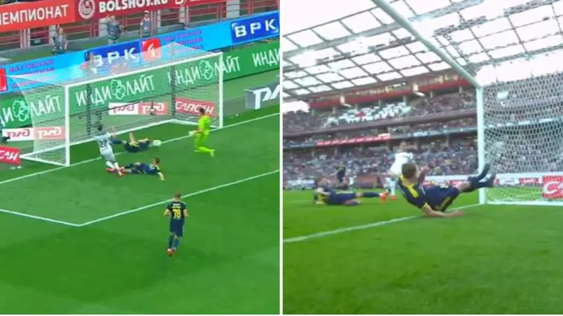 Russian Defender Evgeni Chernov Makes Greatest Goal Line Clearance Ever