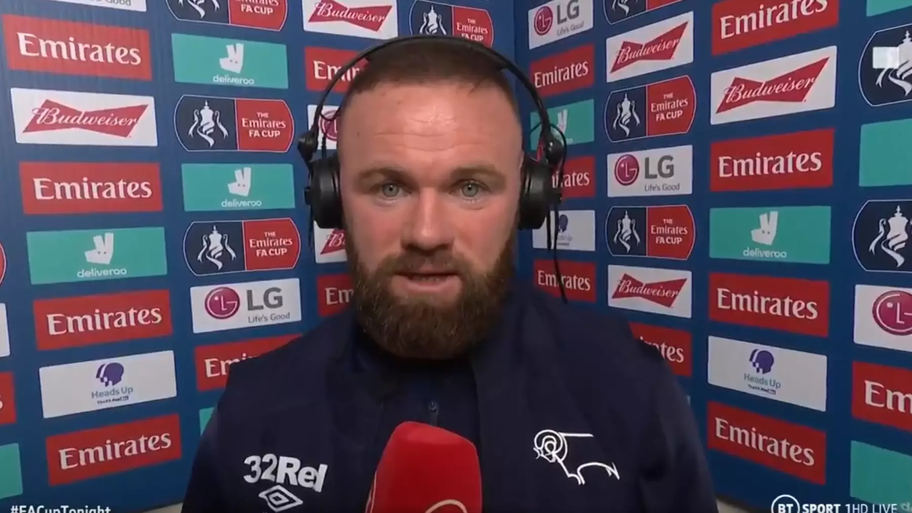 Wayne Rooney Gave A Brilliant Interview To BT Sport After Playing For Derby Against Manchester United