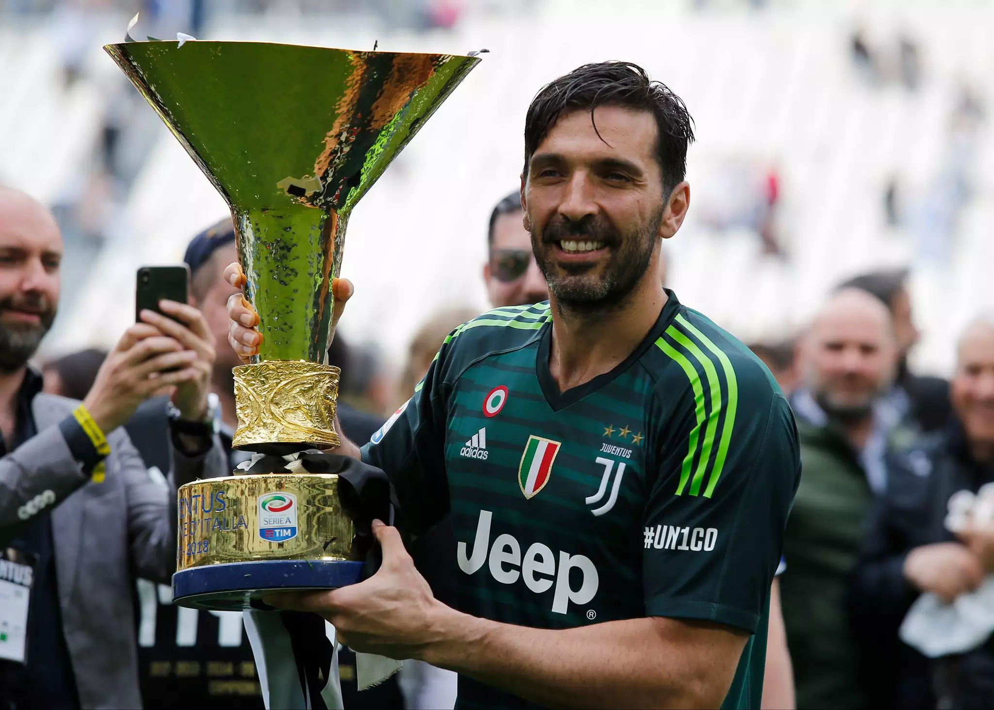 Buffon with the Serie A title. Image: PA Images