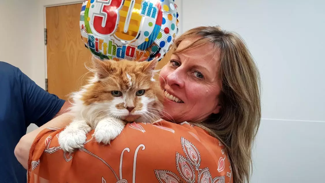Michele with Rubble on his 30th birthday last year.