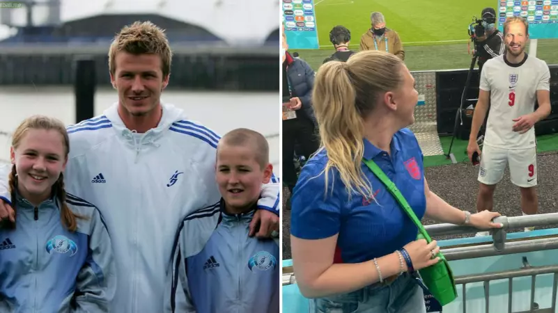The Moment Harry Kane Met David Beckham With Schoolgirl Who Would Become His Wife