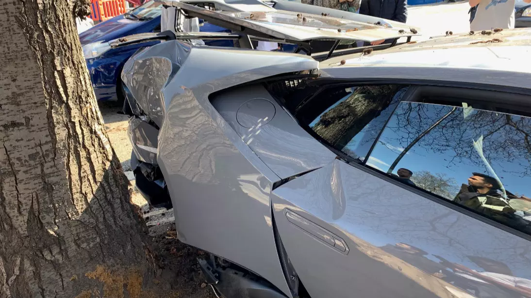 Lamborghini Driver Crashes Car Into Tree And Brick Wall In London 
