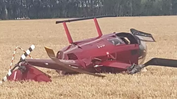 Passengers Make Miraculous Escape After Helicopter Crashes Upside Down In Field