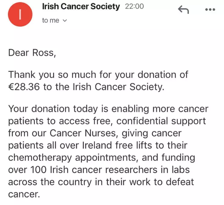 Ross then donated the cash he got from the scammer to a cancer charity.