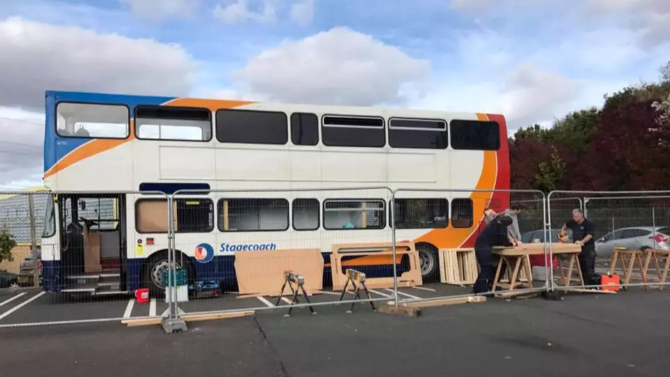 ​Double Decker Bus Transformed Into 12-Bed Homeless Shelter