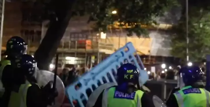 All manner of objects were thrown at police.