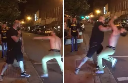 Shirtless Guy Picked A Fight With The Wrong Bouncer