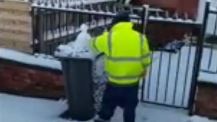 Binman In Leeds Knocks Over Snowman In Parody Clip
