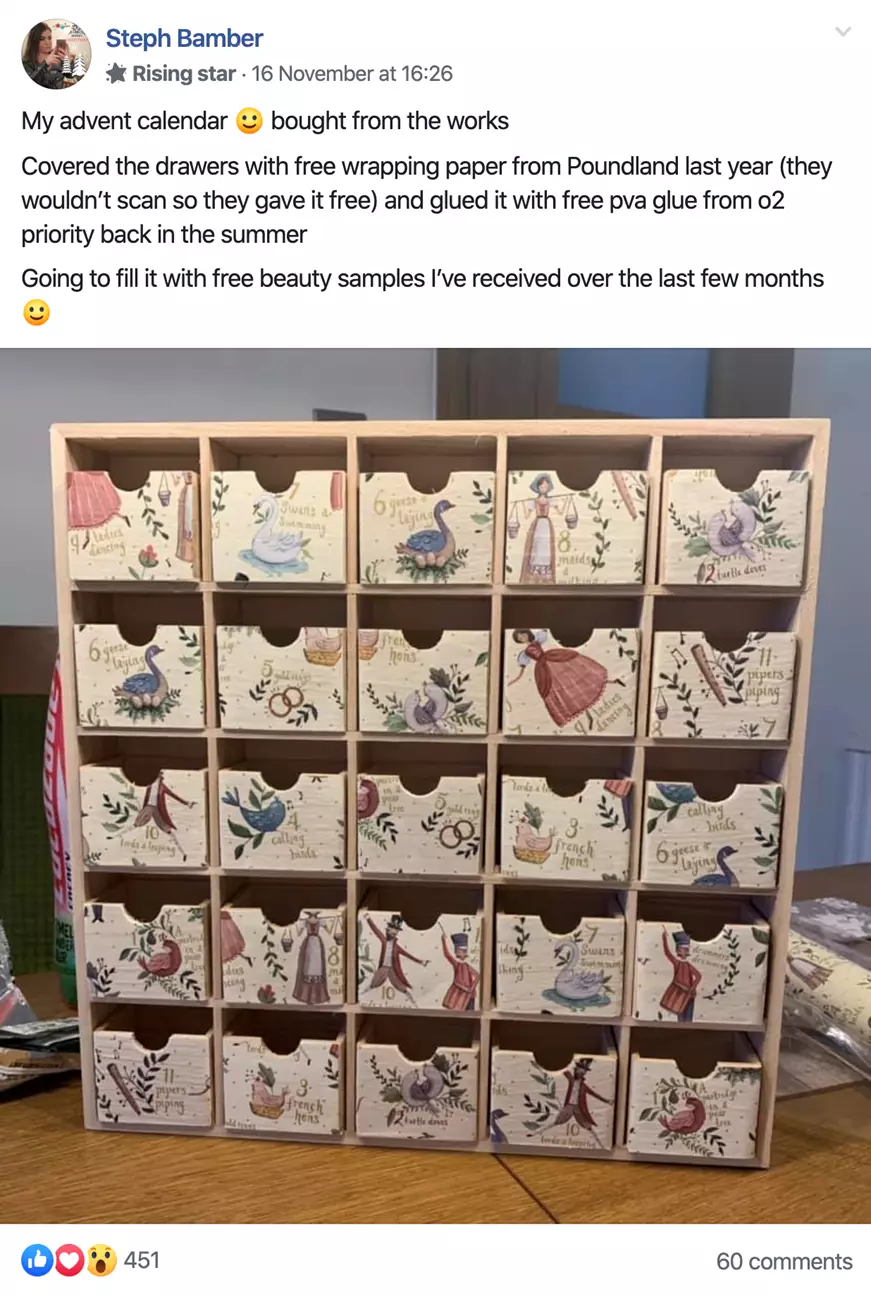 Steph Bamber made her own beauty advent calendar after seeing how expensive the ones on offer were. (