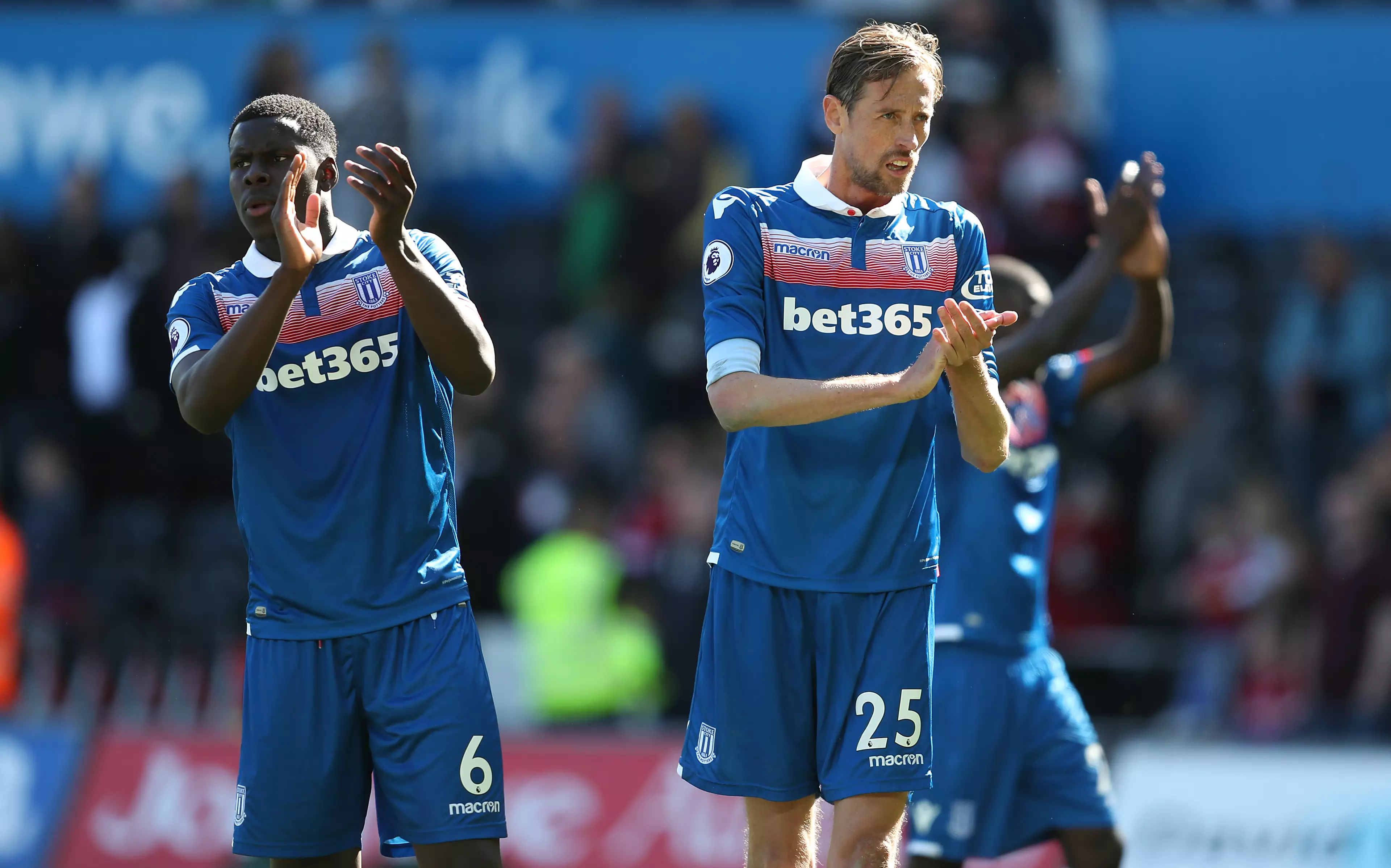 Stoke players applaud fans after getting relegated. Image: PA Images