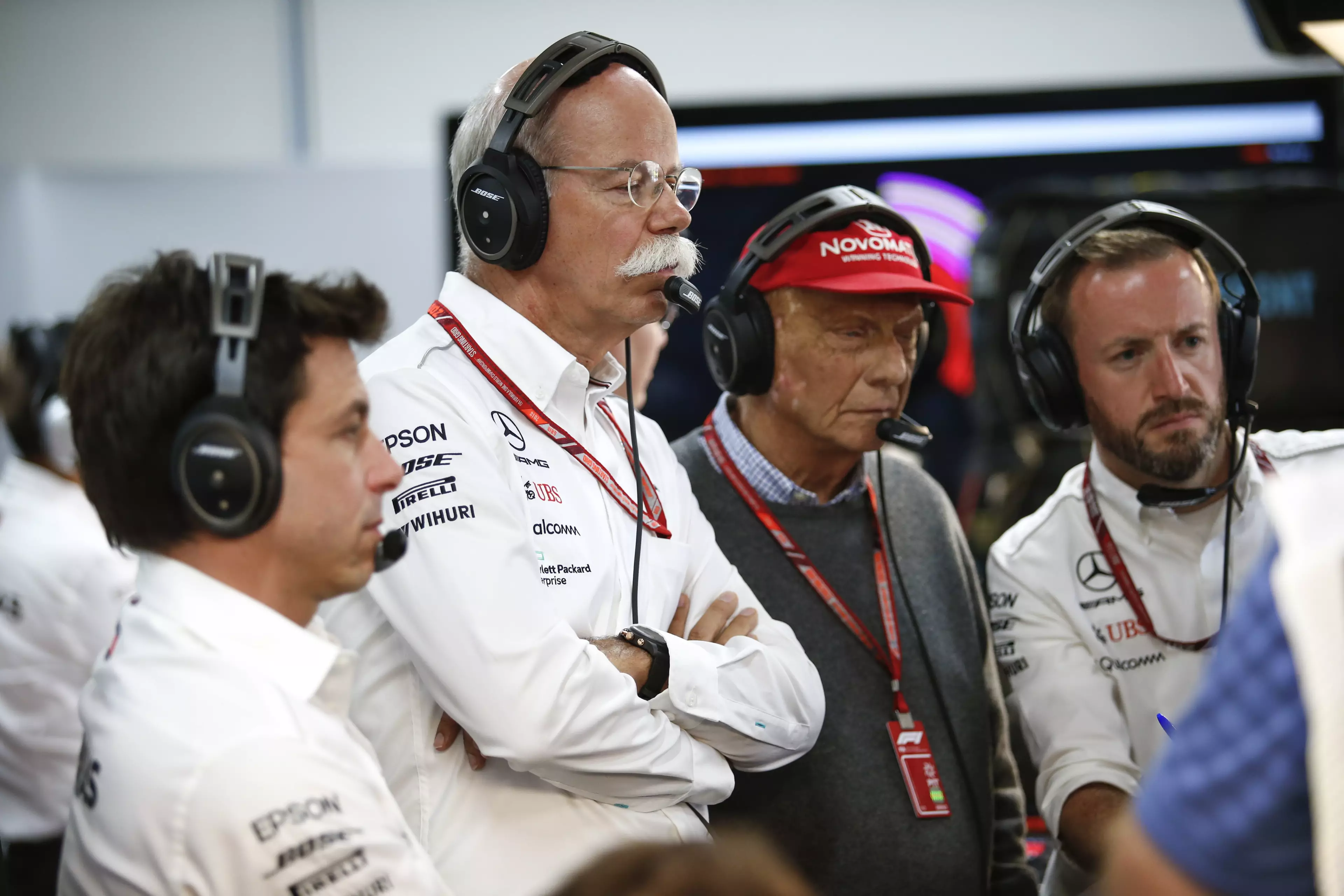Lauda with the Mercedes team. Image: PA Images