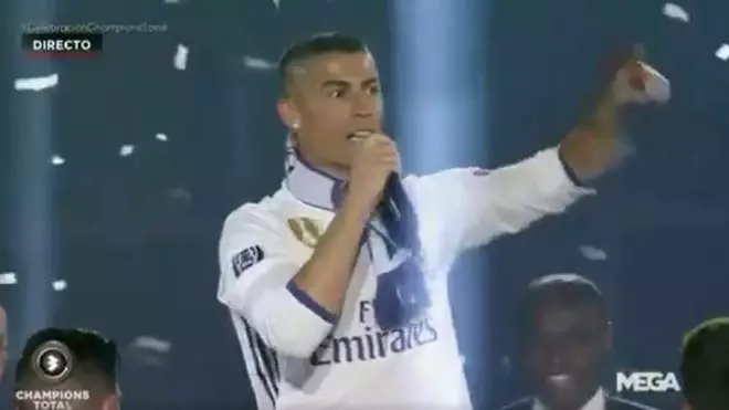 WATCH: Cristiano Ronaldo Celebrates Champions League By Singing About Ballon d'Or