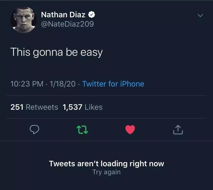 Nate Diaz's deleted tweet from last night.
