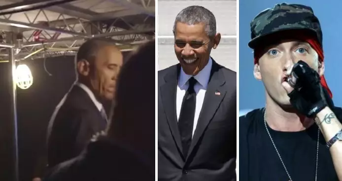 WATCH: Barack Obama Pumping Himself Up Before A Speech Listening To Eminem