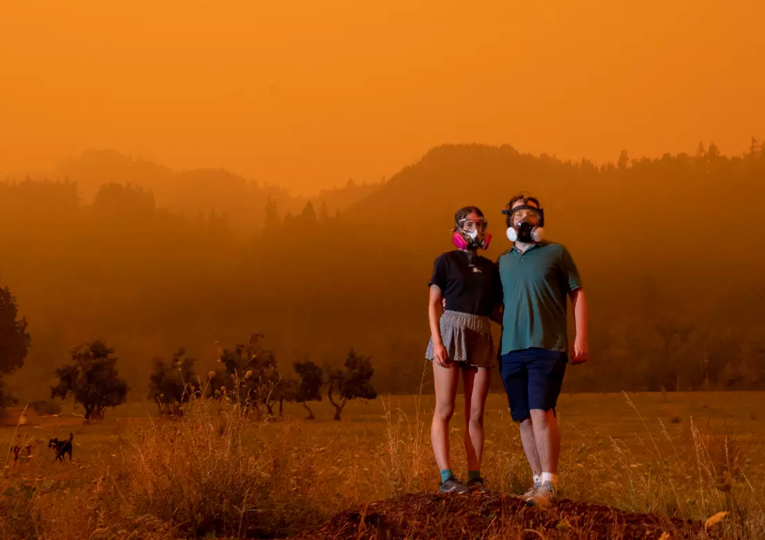Mairead Milan and boyfriend Alex Loznak pose for a portrait near Elkton, Oregon.