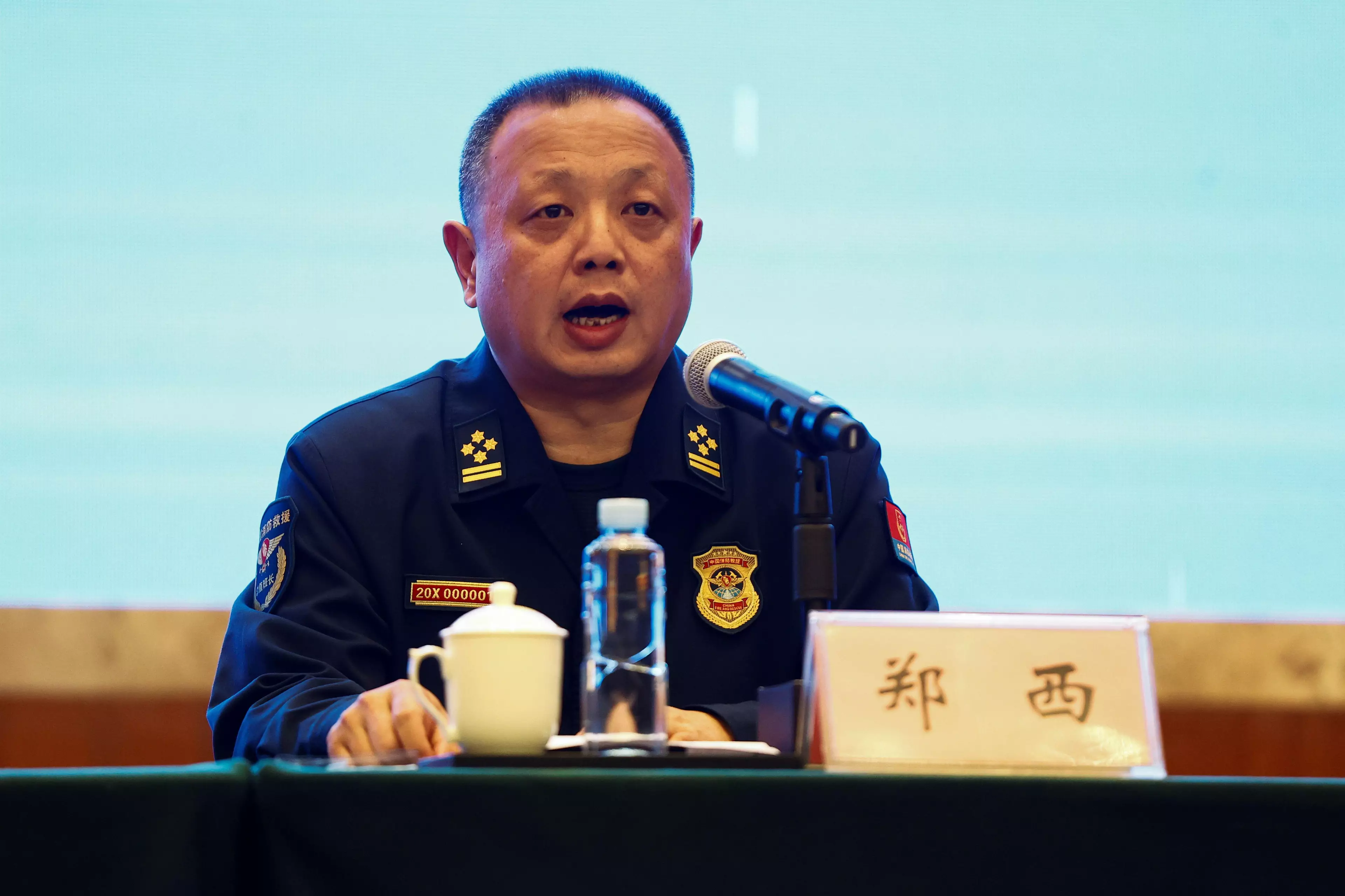 Zheng Xi, head of the Guangxi fire-fighting rescue team.