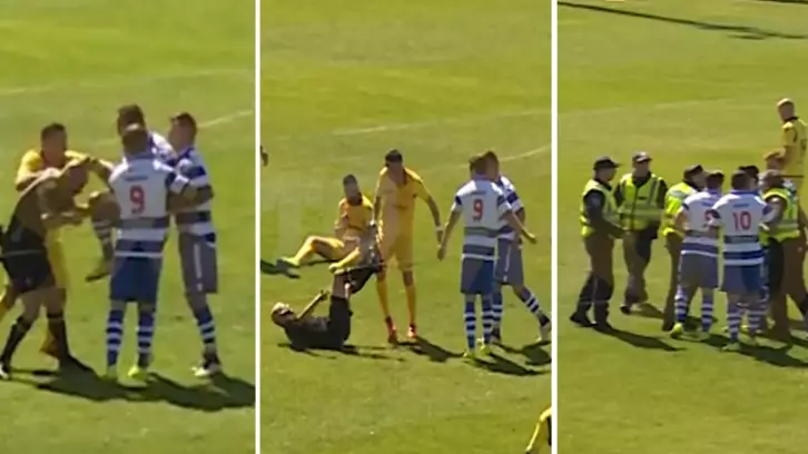 WATCH: Portuguese Footballer Banned For Life For Brutally Kneeing Referee
