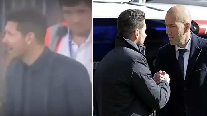 WATCH: Diego Simeone Appears To Cheekily Try And Tap Up Real Madrid Man
