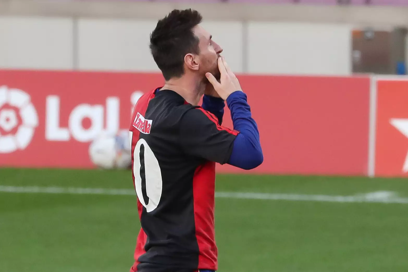 Messi paid tribute to Diego Maradona earlier this season with a Newell's Old Boys' shirt. Image: PA Images