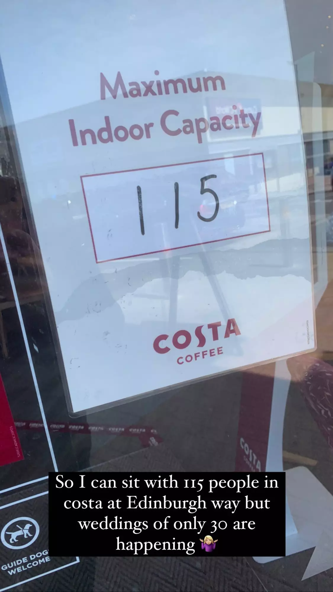 Robyn was shocked when she saw the sign outside Costa (