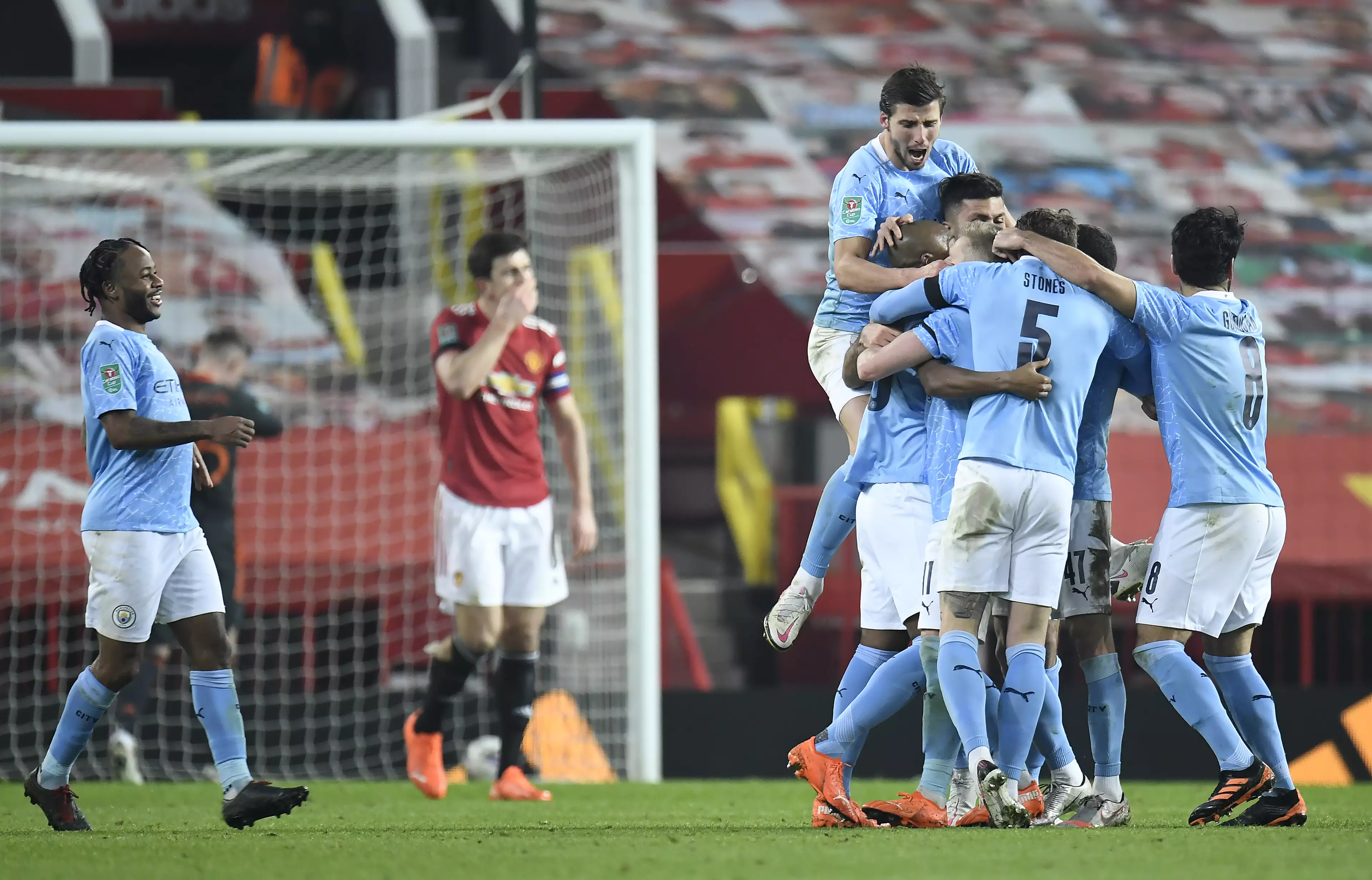 City celebrate their second goal. Image: PA Images
