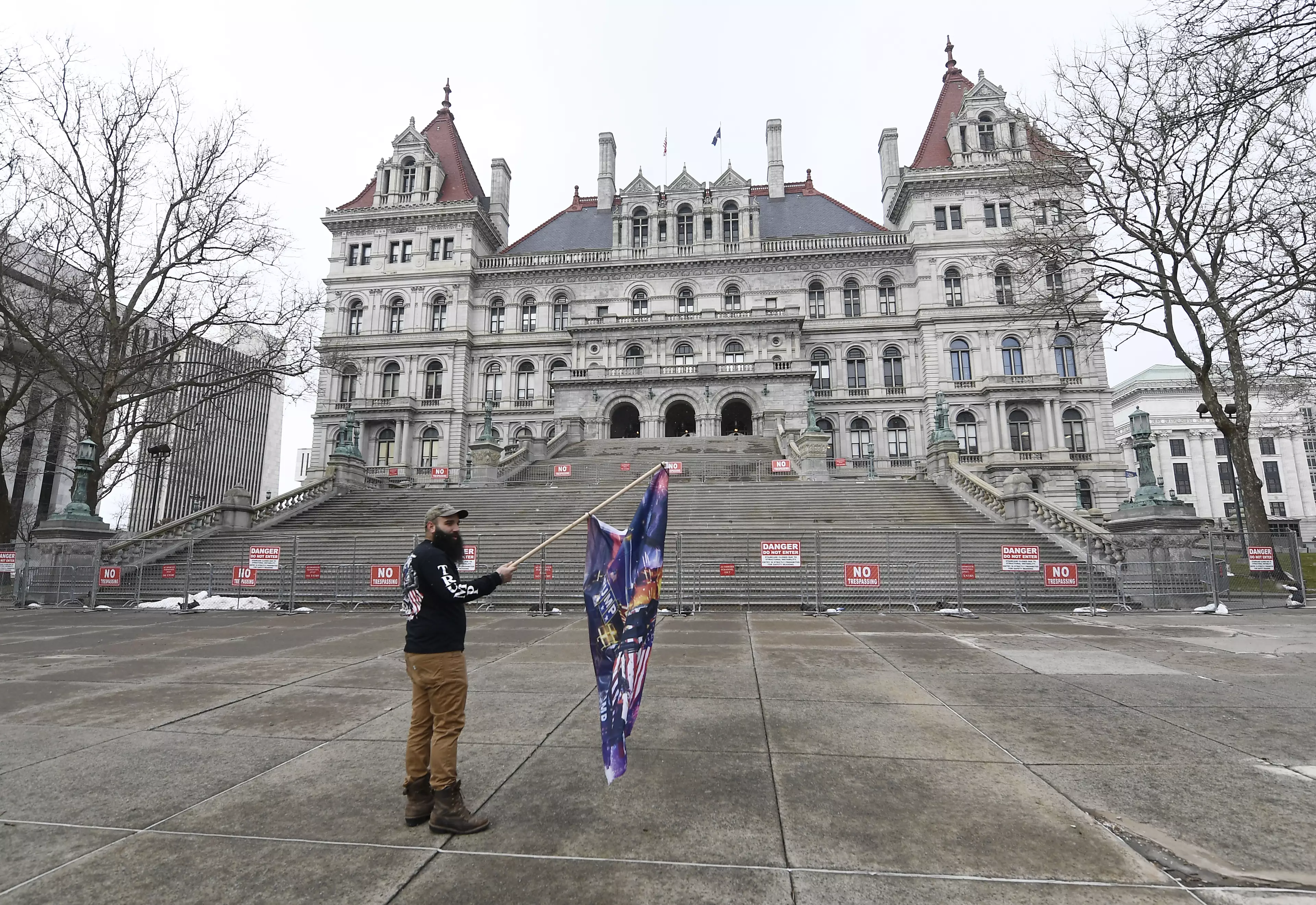 Mark Leggiero stands outside the Capitol building in New York.
