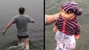 Man Jumps Into Freezing Lake To Save Baby Only To Discover It's A Doll