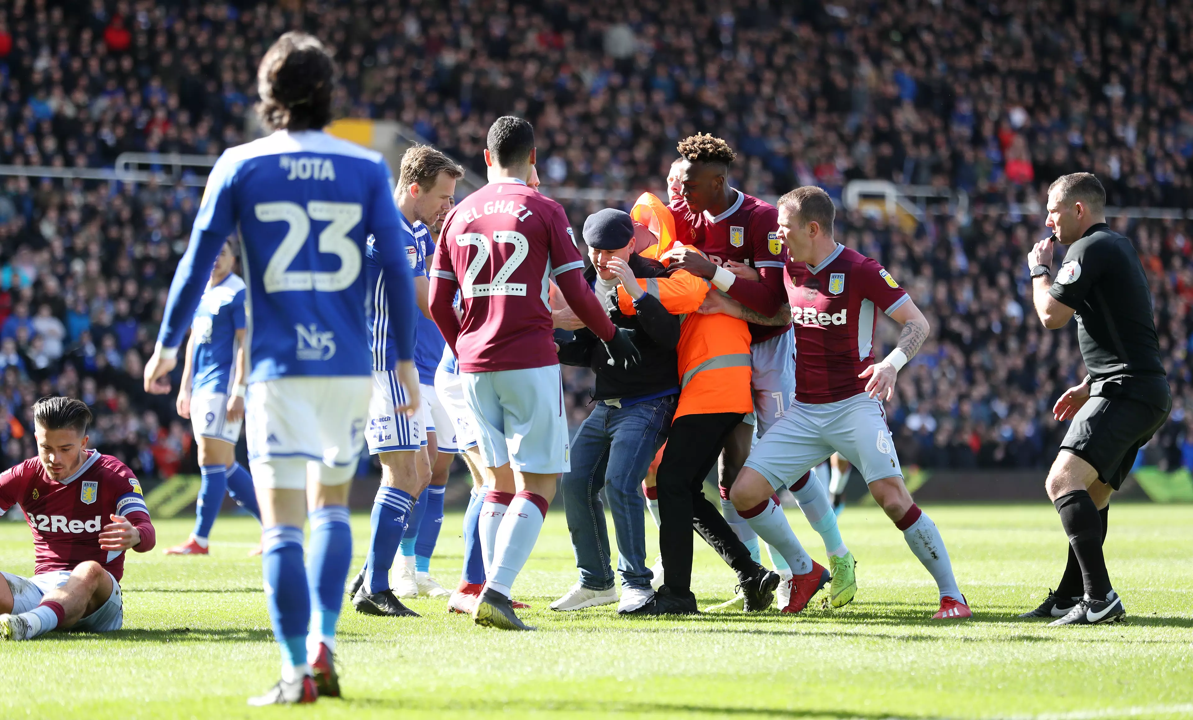 A Birmingham fan recently attacked Jack Grealish during the game against Aston Villa. Image: PA Images