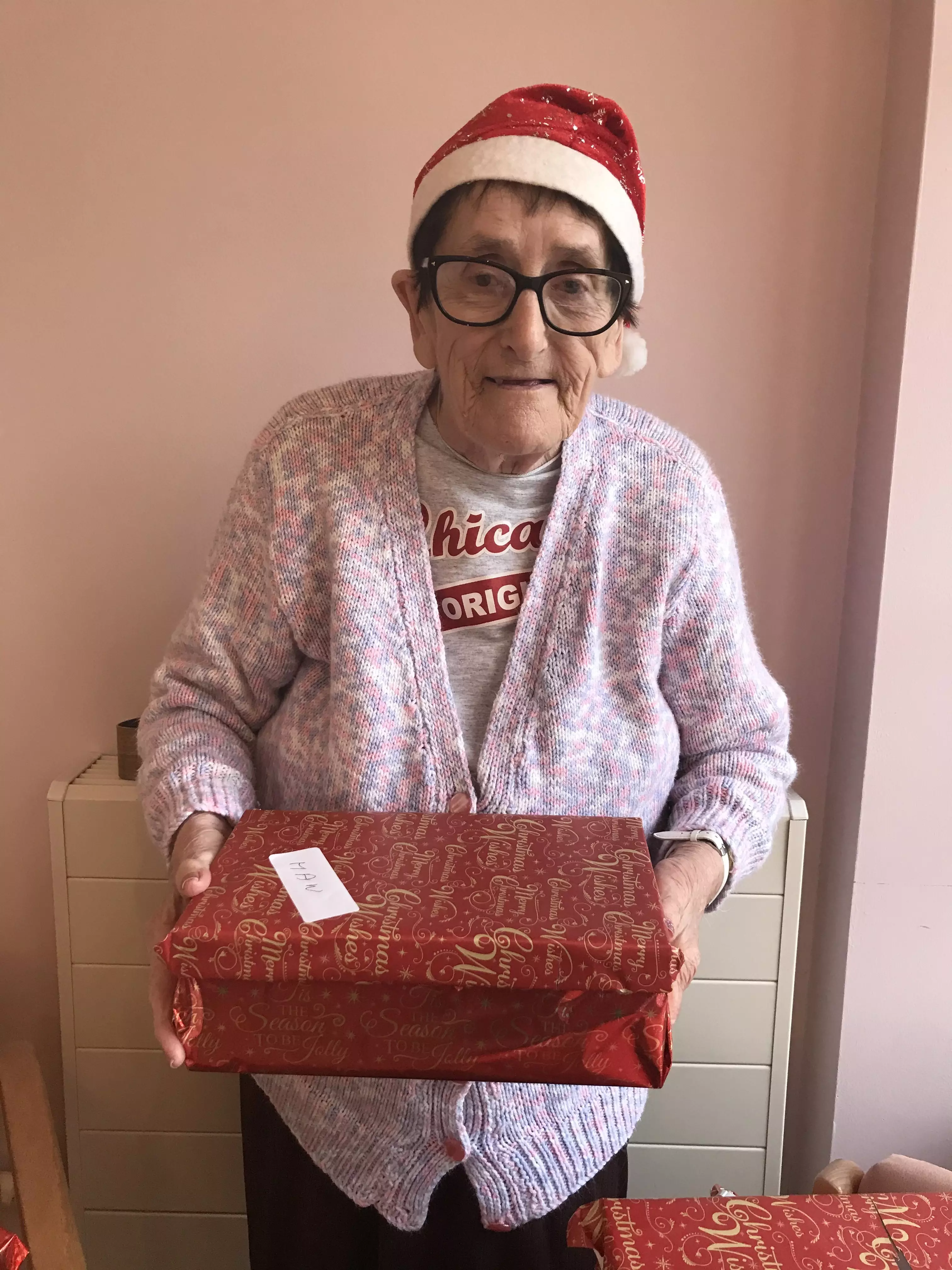 Fran Clark, 80, devotes an hour each day to making and wrapping the charity donations (