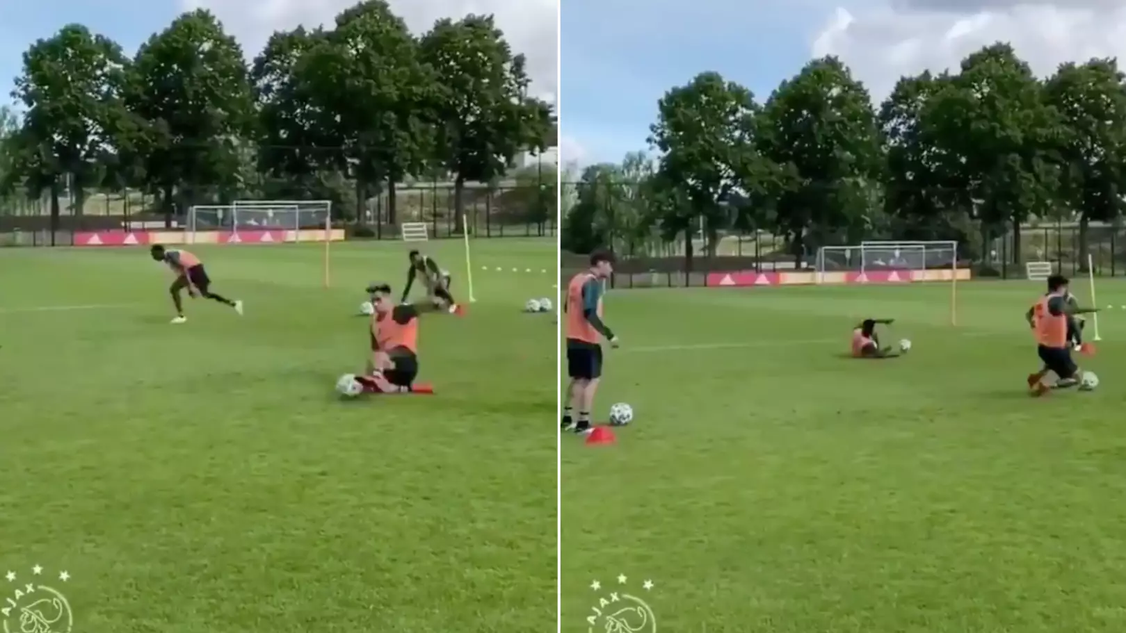 Ajax's 'Slide Tackle Pass' Training Drill Is All Kinds Of Mental