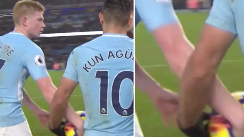 Kevin De Bruyne Steals The Match Ball From Sergio Aguero At Full-Time