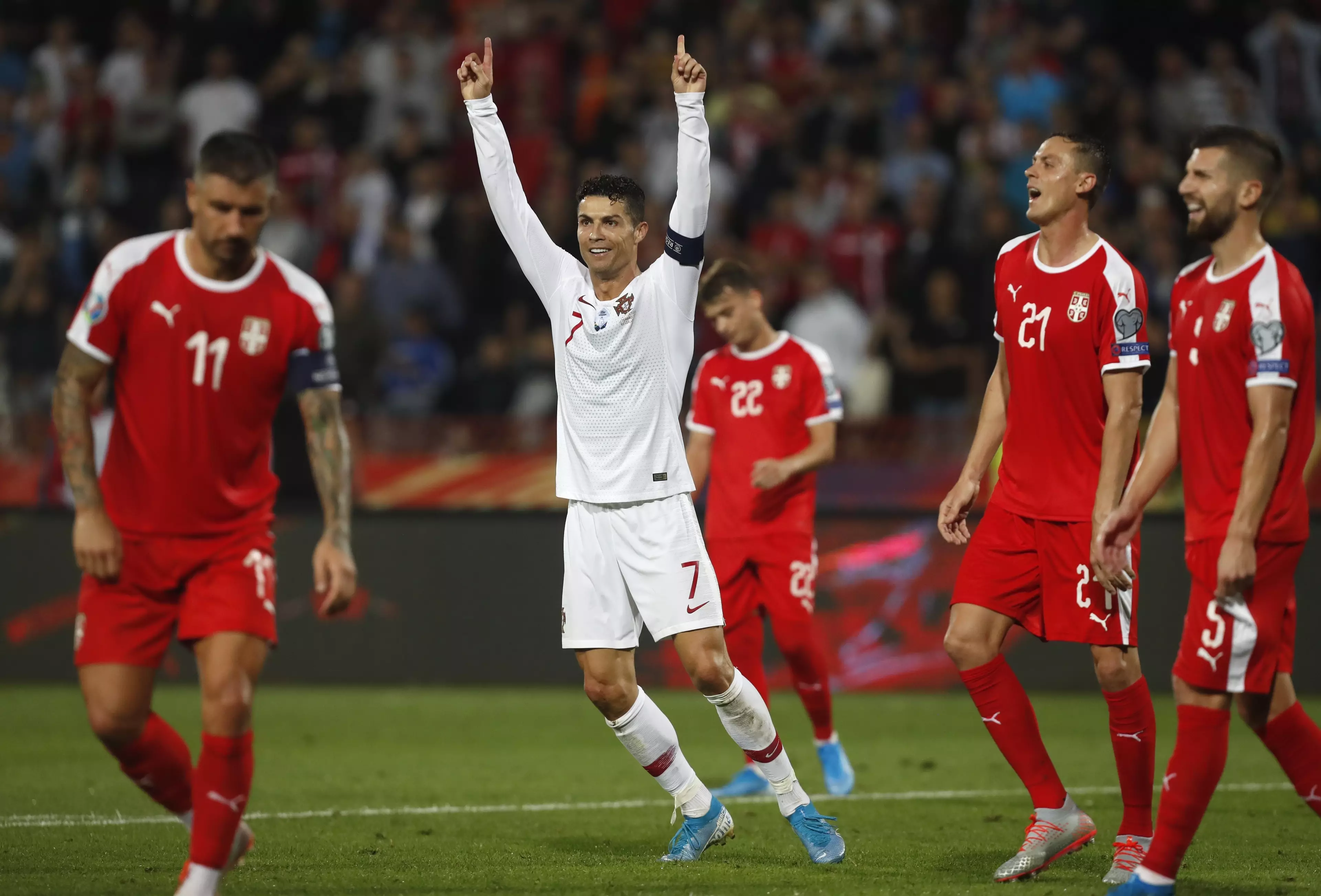 Ronaldo also scored against Serbia last week. Image: PA Images