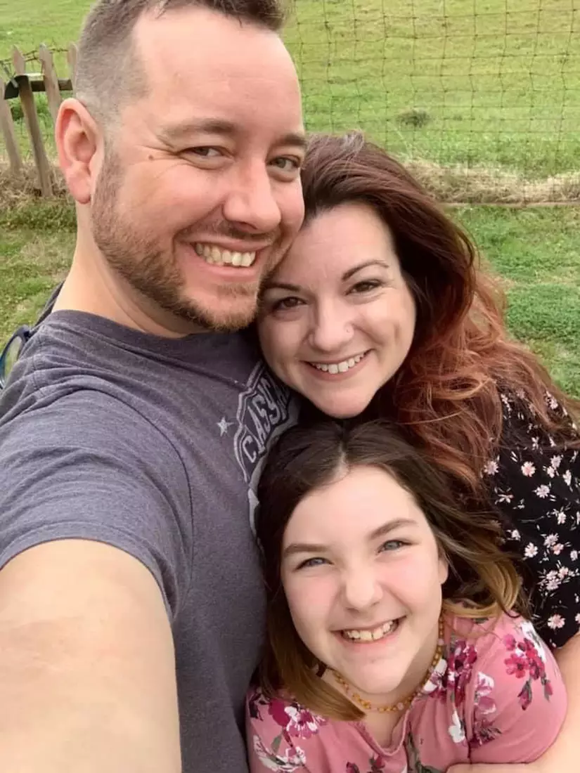 Daniel, 36 and his wife Ruth, 37 with their daughter Libby, 10.