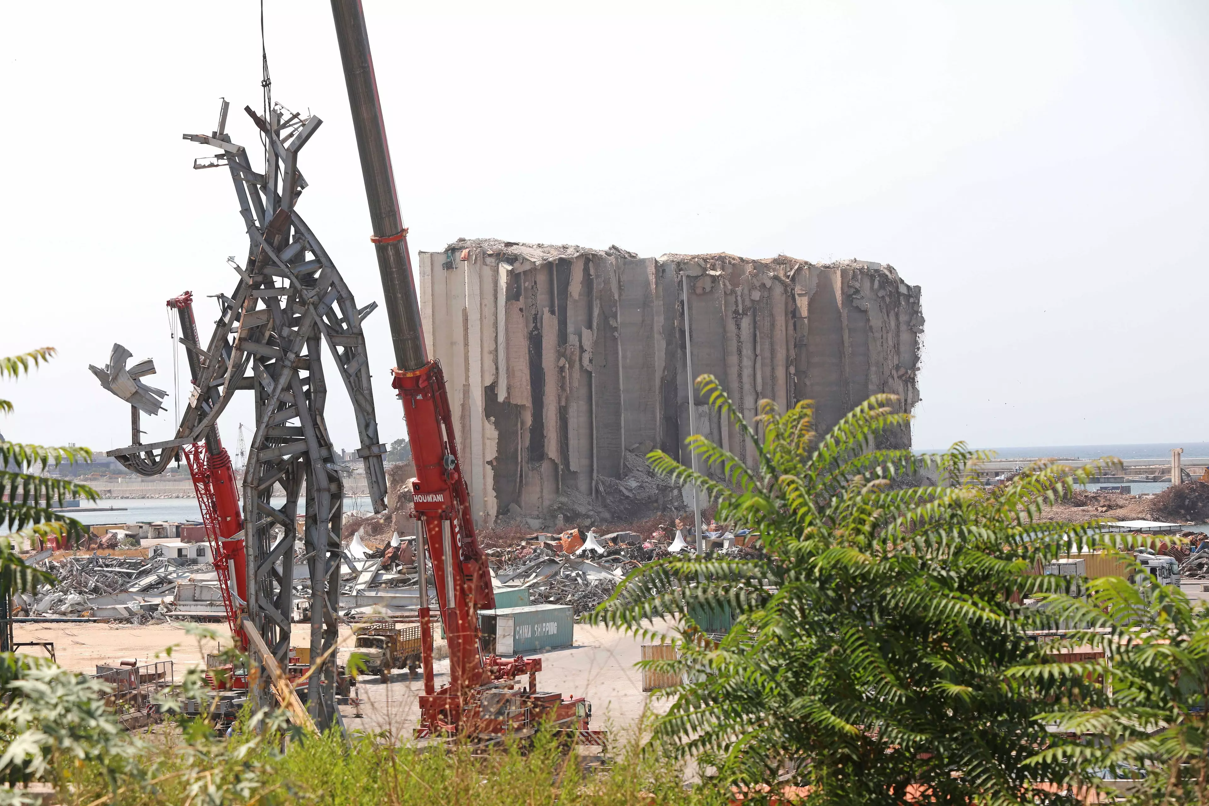 A statue named 'The Giant' made from the remains of the Beirut port's wreckage.