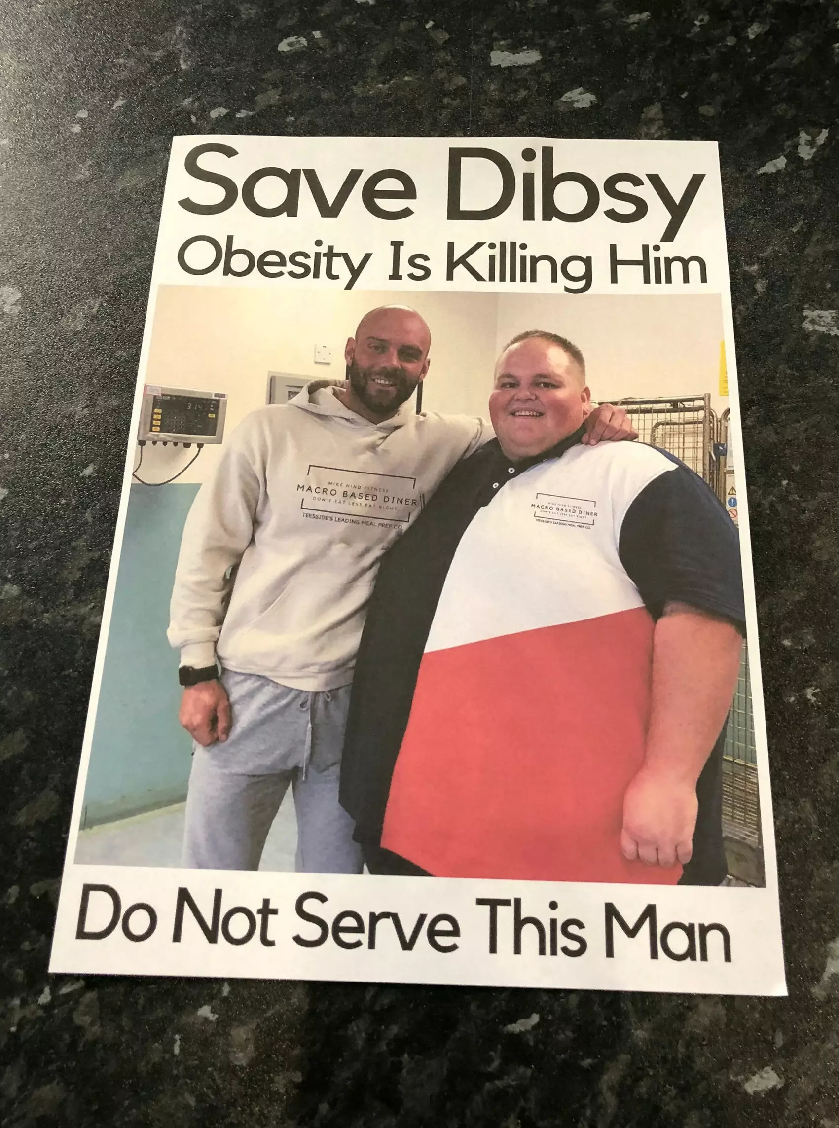 This is the picture Dibsy's trainer handed to local takeaways.