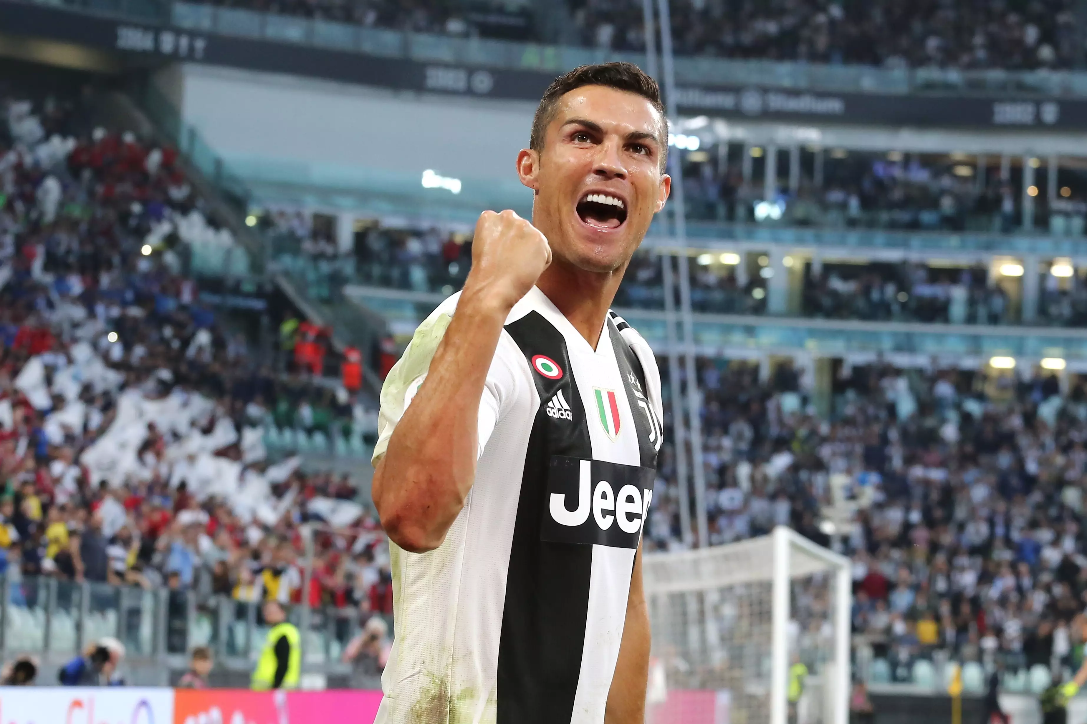 Ronaldo celebrates scoring a goal. Image: PA