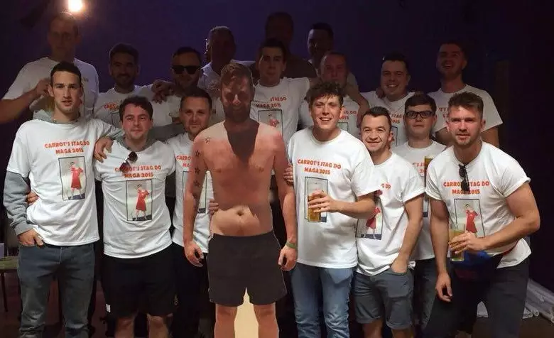 Lad Can't Make His Own Stag Do So His Mates Take Cardboard Cut Out Of Groom Instead