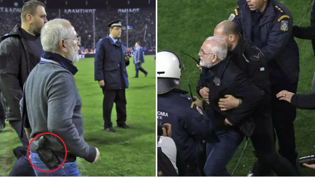Paok Salonika Owner Storms The Pitch With A Handgun After Disallowed Goal