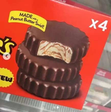 A closer look at the Reese's Pieces ice cream.