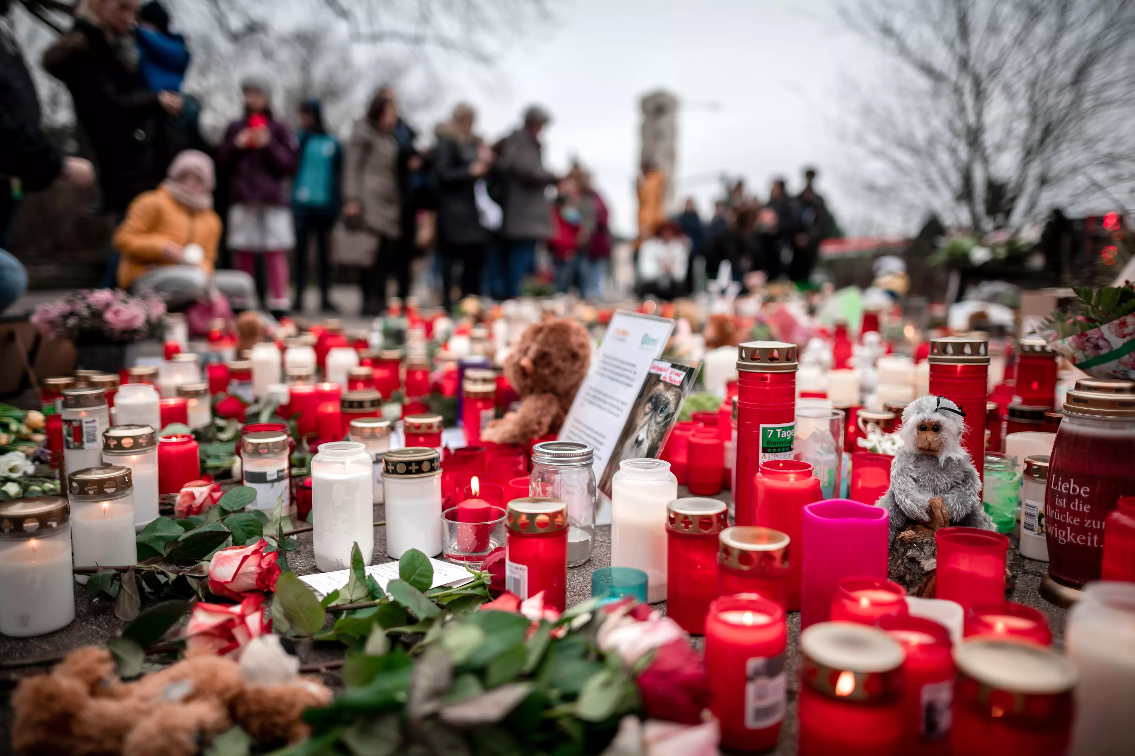 Tributes left at Krefeld Zoo in January after a monkey house caught fire as a result of lanterns (