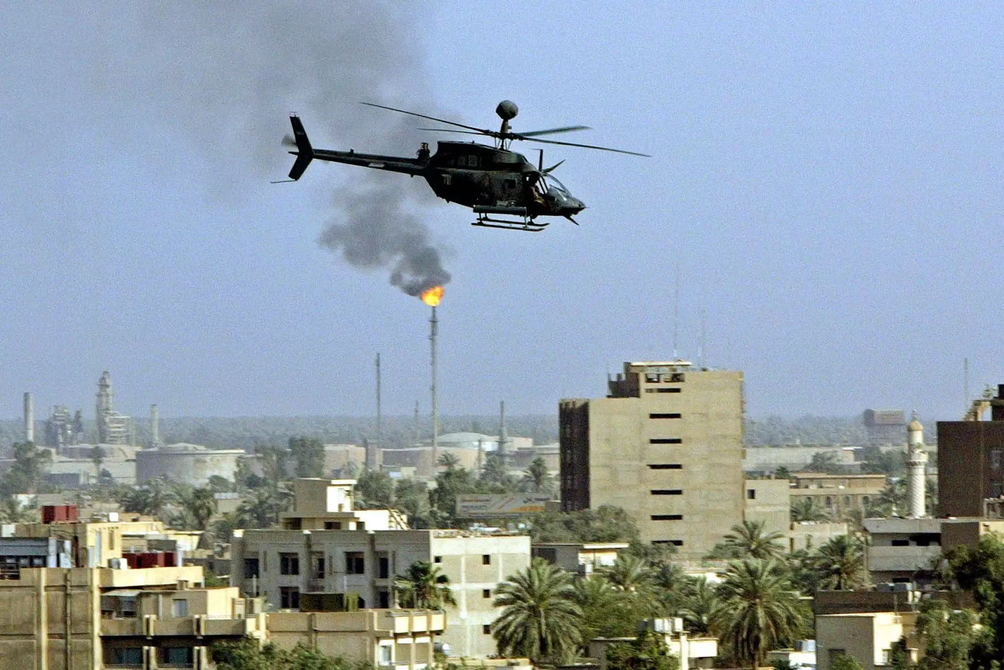 A British Army helicopter during the Iraq War.