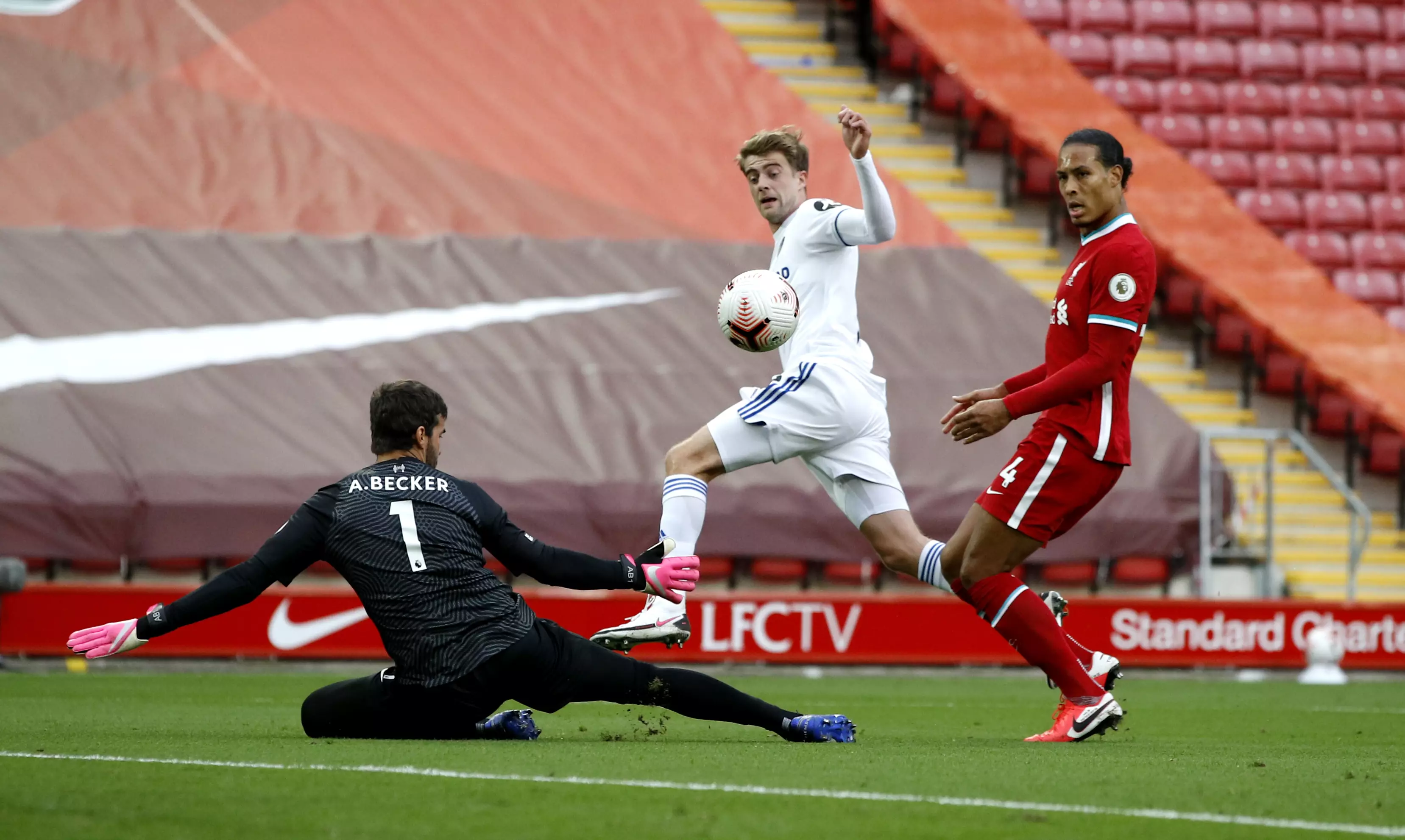 Bamford was allowed in by Van Dijk to equalise. Image: PA Images
